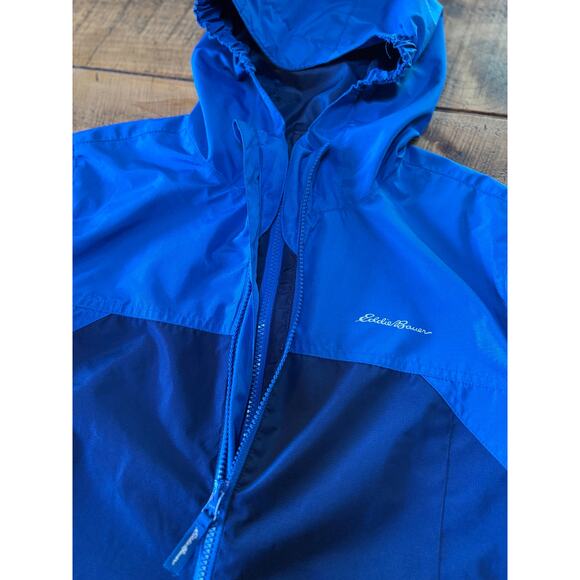 Boys Eddie Bauer Blue Double Zip Hooded Long Sleeve‎ Lightweight Jacket Size 14 - Picture 8 of 12
